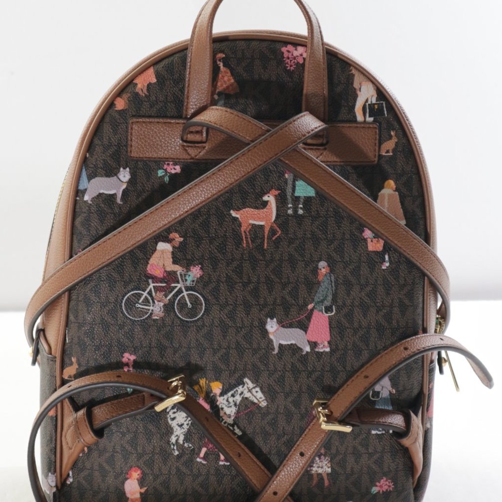 Michael Kors Adina Jet Set Girls Medium backpack MK Logo Brown Multi NWT$398.00 - Picture 7 of 14